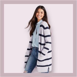 Madewell Heather Amethyst Striped Kent Cardigan Sweater